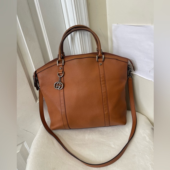 Gucci Leather GG Charm Tote Bag